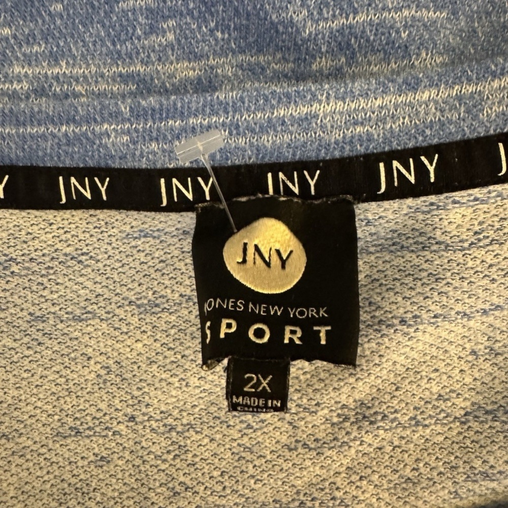 Jones New York Sport Size 2X Heathered Blue 3/4 Sleeve Pullover Sweatshirt - EUC - Picture 4 of 5